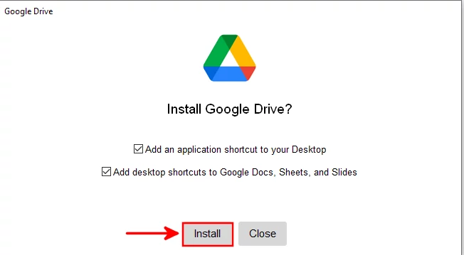 Installing the Google Drive for desktop app