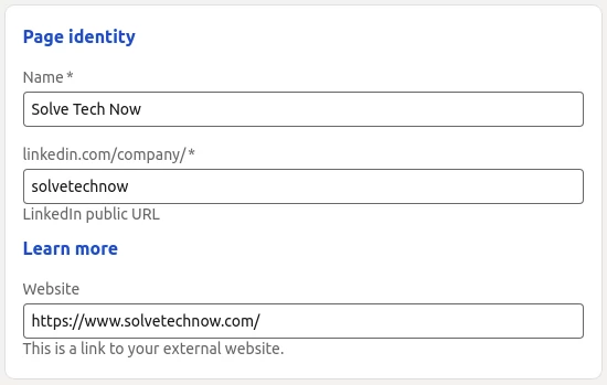 LinkedIn Company page identity