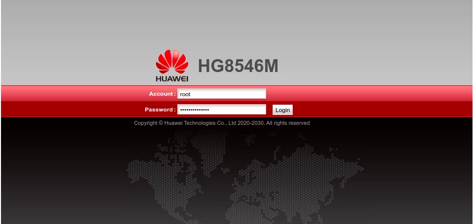 Logging in to the Huawei HG8546M router interface
