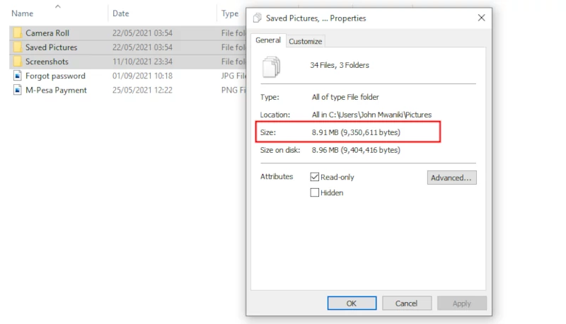 Multiple folders' properties in Windows File Explorer