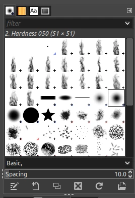 Newly installed brushes in GIMP