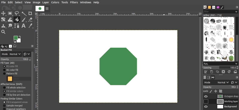 Octagon shape drawn using GIMP