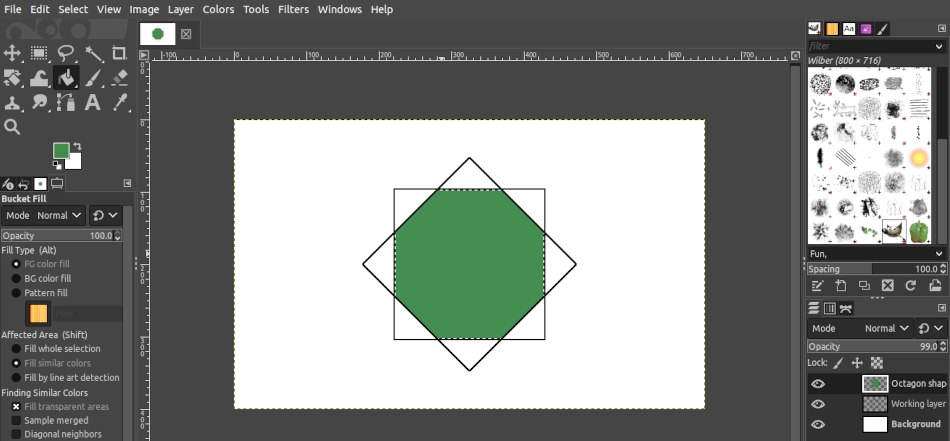 Octagon shape painting in GIMP