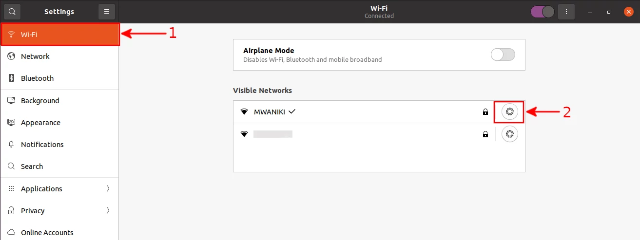 Opening a WiFi settings in Ubuntu