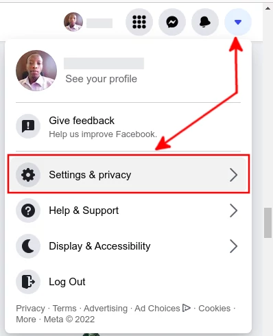 Opening facebooks settings & privacy