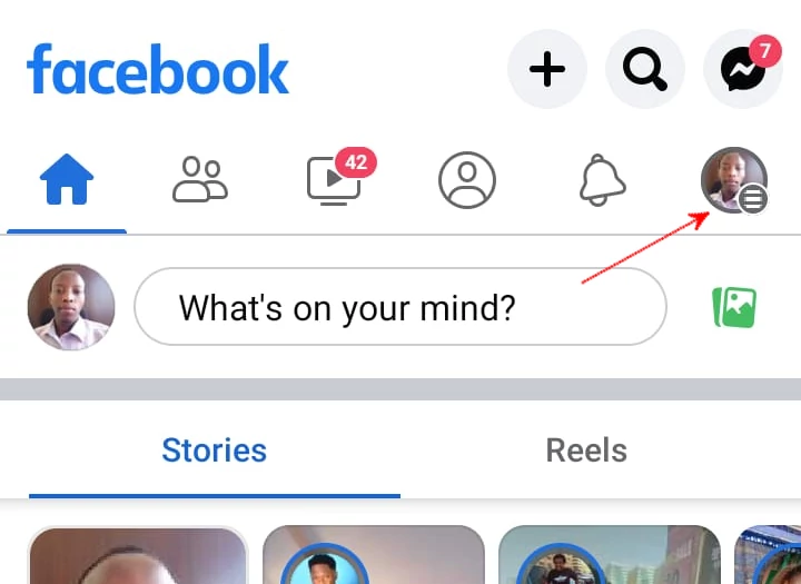 Opening Facebook mobile app menu