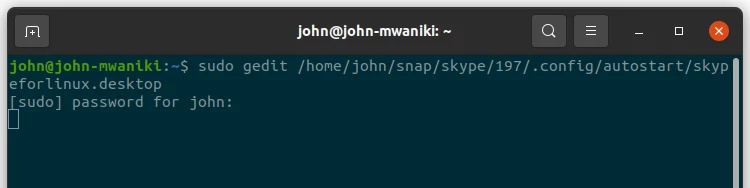 Opening Skype autostart file in terminal