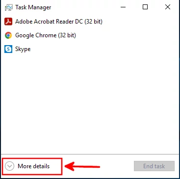 Opening Task Manager more details