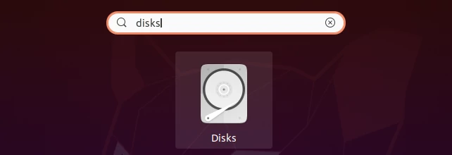 Opening the disks utility on Ubuntu