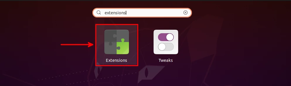 Opening the GNOME extensions app