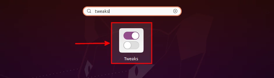 Opening the GNOME tweaks app