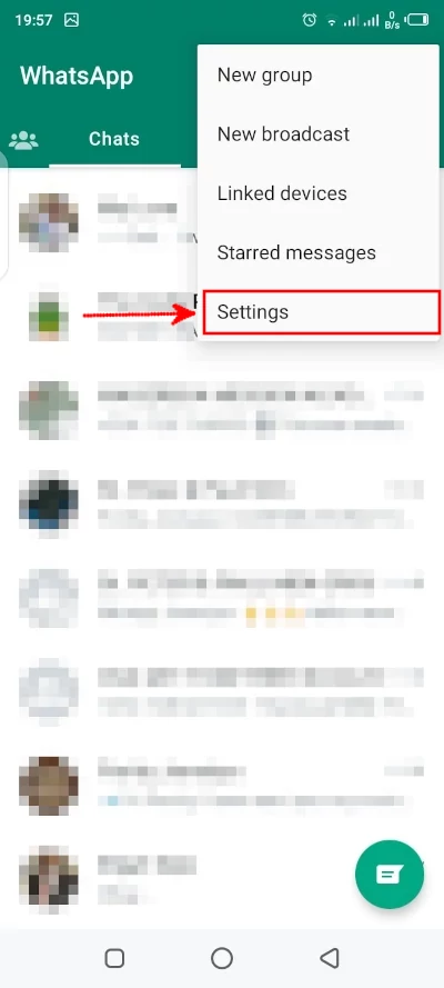 Opening WhatsApp settings on android app