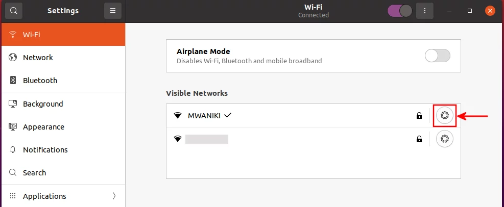 Opening Wi-Fi network settings