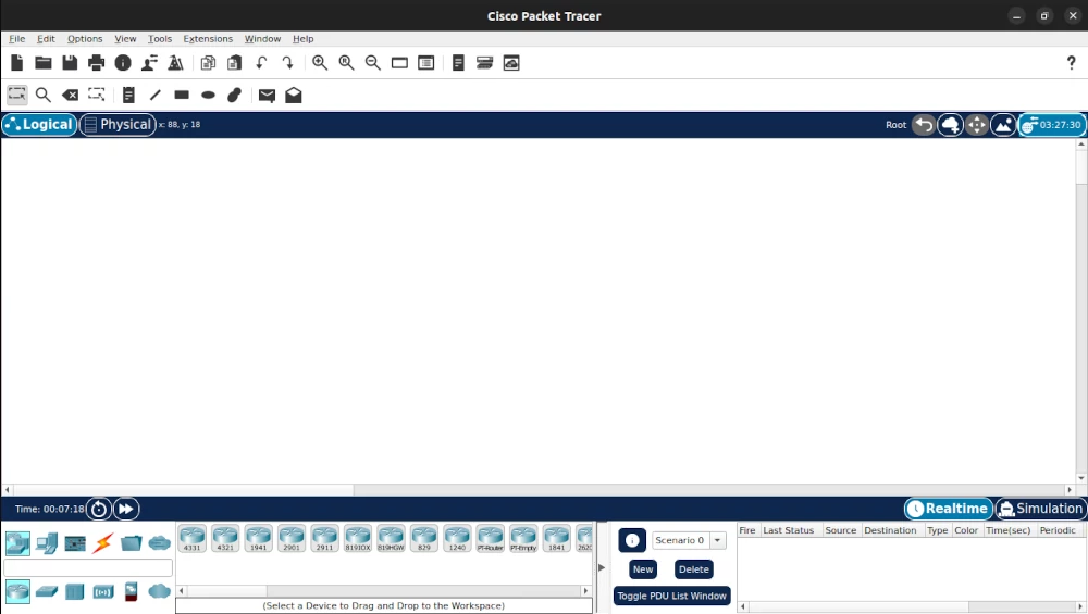 Packet Tracer default window