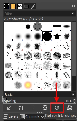 Reloading brushes in GIMP