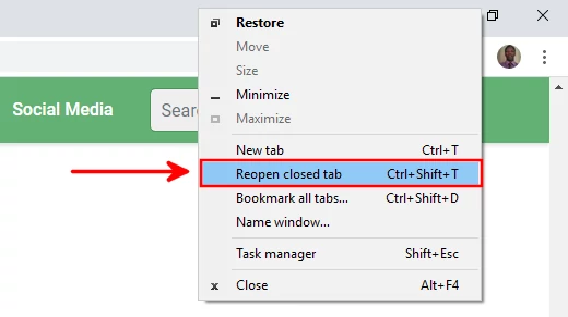 Reopening closed tab on Google Chrome