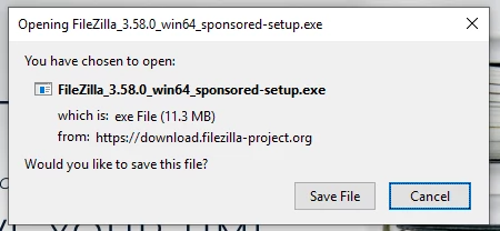 Saving the FileZilla setup