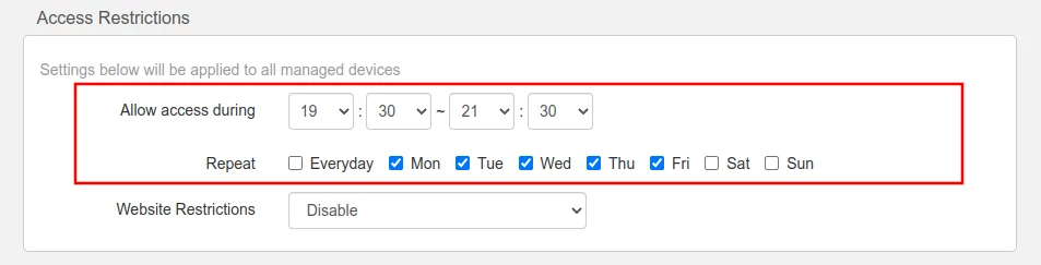 Scheduling website access on Tenda F3 router