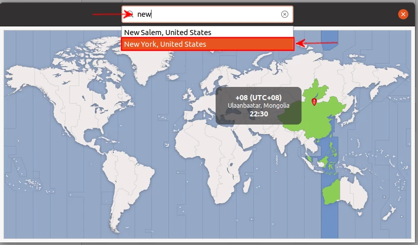 Searching for a timezone on Ubuntu