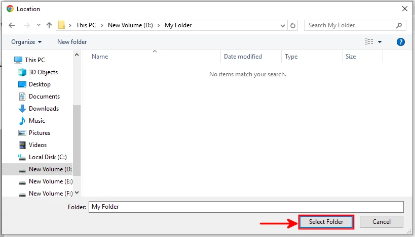 Selecting downloads folder in Google Chrome settings