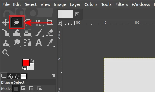 Selecting ellipse select tool in gimp