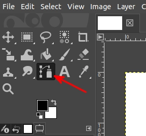 Selecting the path tool in GIMP toolbox