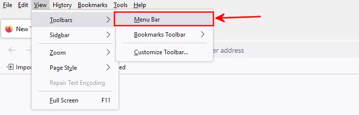 Showing Firefox menu bar permanently