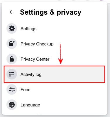 Step 2: Open Facebook activity log on desktop