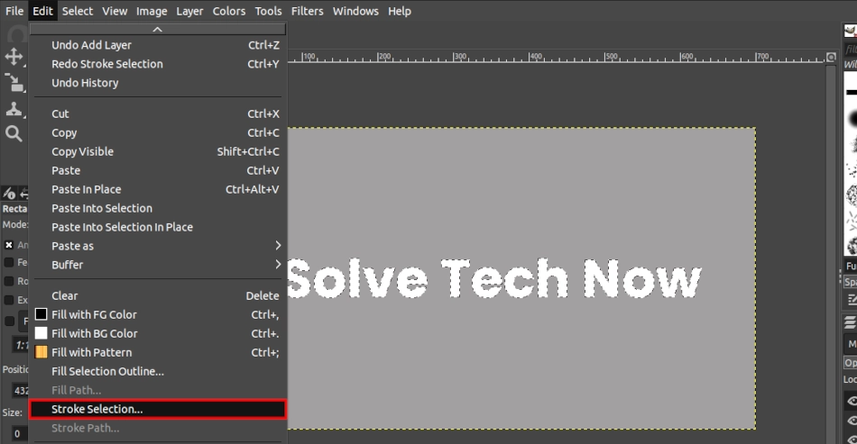 Stroking text selection in GIMP