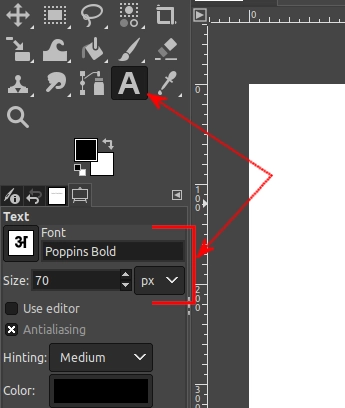 Styling text font and size in GIMP