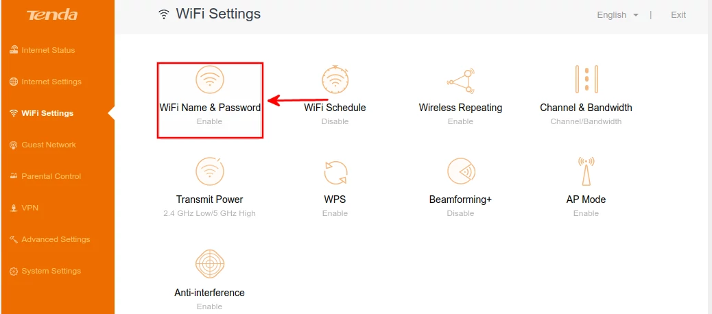 Tenda AC10 WiFi Name & Password