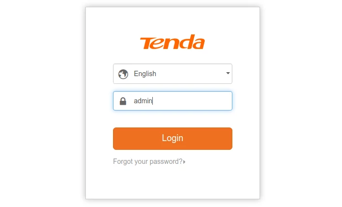 Tenda F3 router login page