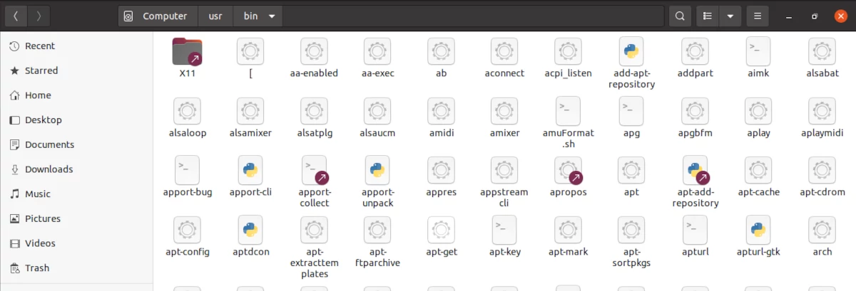 The Ubuntu usr bin directory