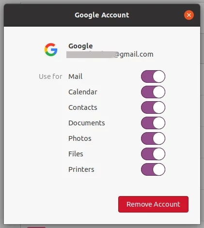 Turning Google account options on or off