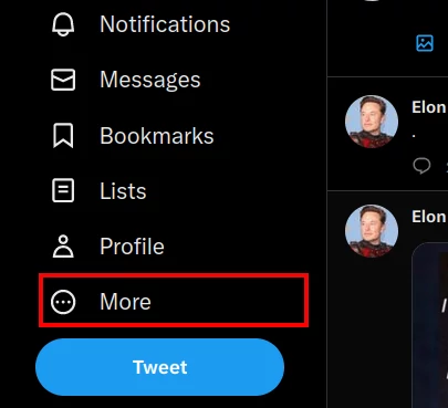 Twitter desktop More menu