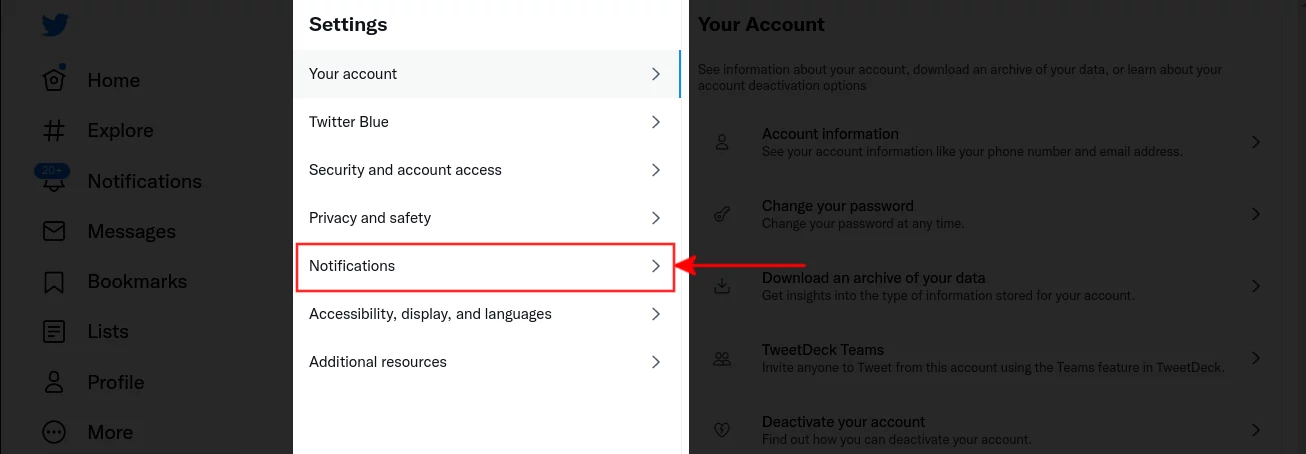 Twitter Notifications Settings