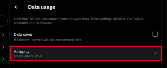 Twitter video autoplay settings