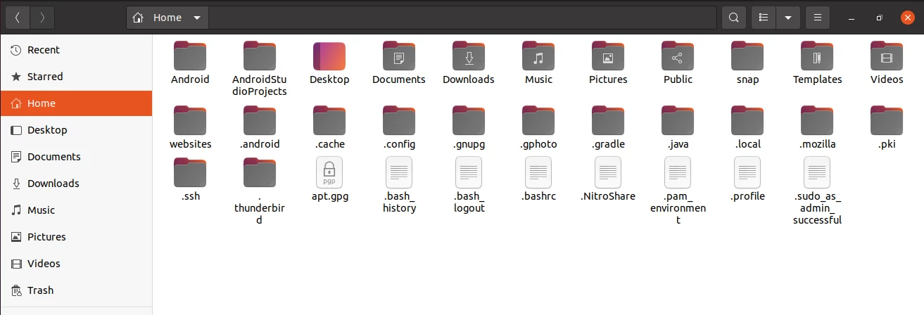 Ubuntu file manager hidden files