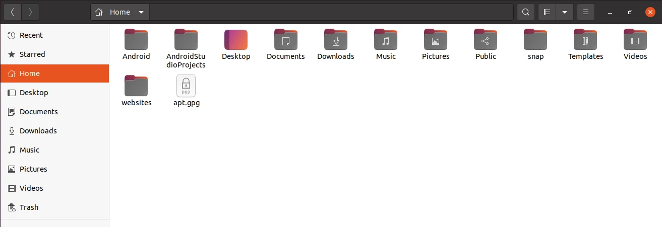 Ubuntu file manager home directory