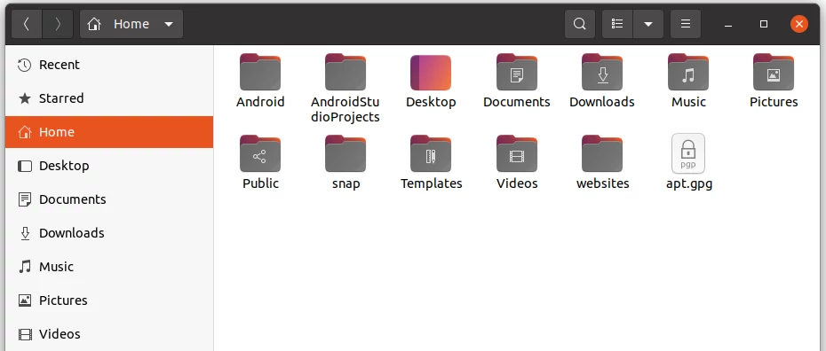 Ubunutu file manager home folder