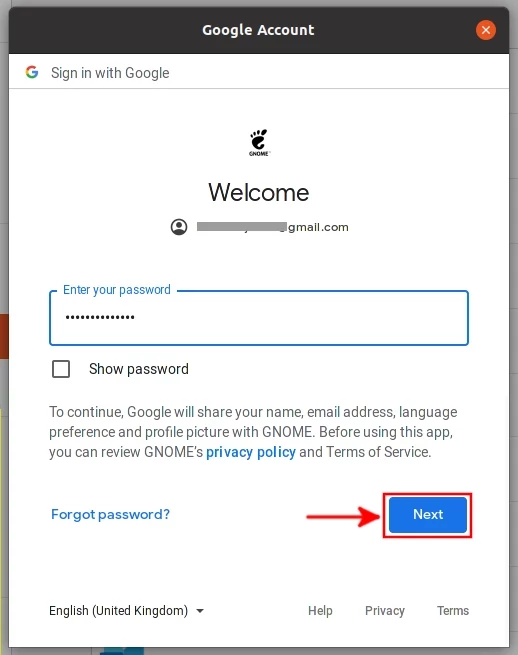 Ubuntu Gnome Google account signin password