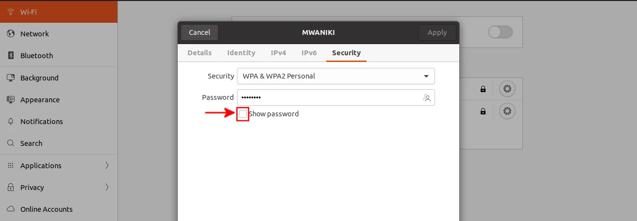 Show WiFi password in Ubuntu