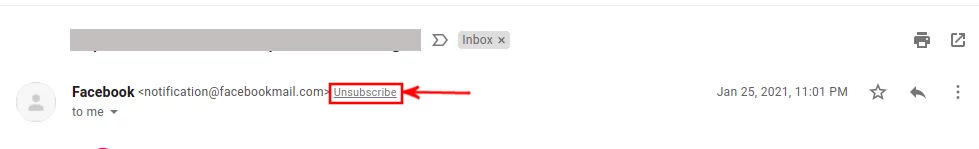 Unsubscribing from facebook emails