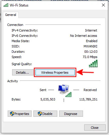 Viewing wireless network properties