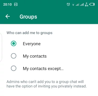 WhatsApp Groups options
