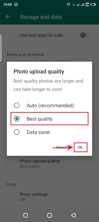 WhatsApp Photo Upload Best Quality setting