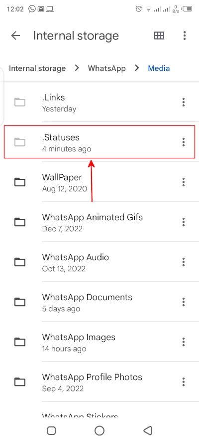WhatsApp status folder