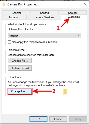 Windows File Explorer change folder icon