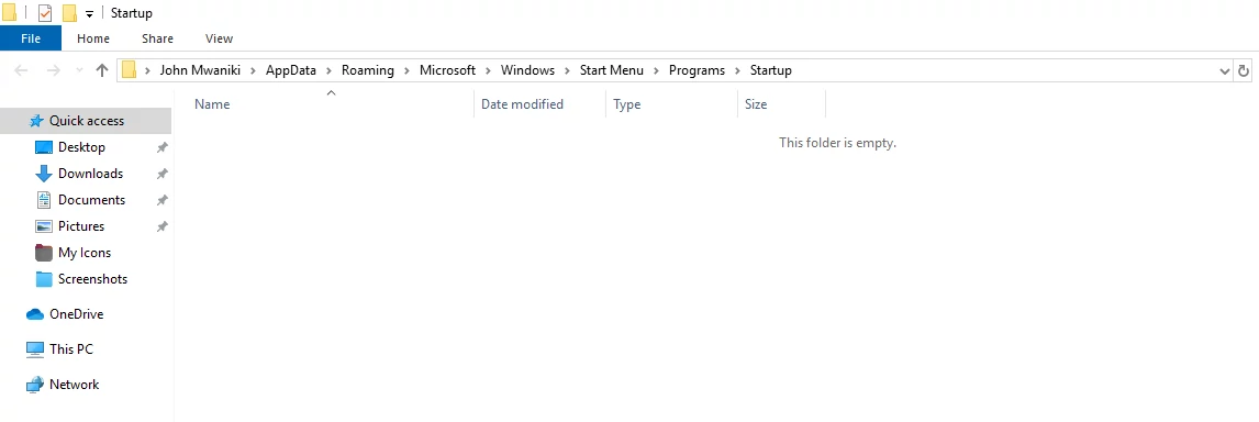 Windows 10 startup folder