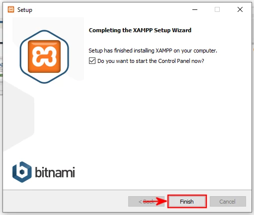 XAMPP installation complete